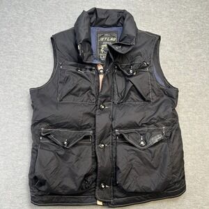 JET LAG Vest‎ Adult 2XL Black Down Puffer Jacket Sanforized Y2K Utility Grunge